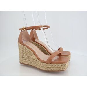 Stuart Weitzman Women Brown Nudist Wedge Espadrille Sandal Shoes Size 8.5 C Wide